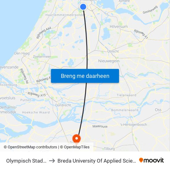 Olympisch Stadion to Breda University Of Applied Sciences map