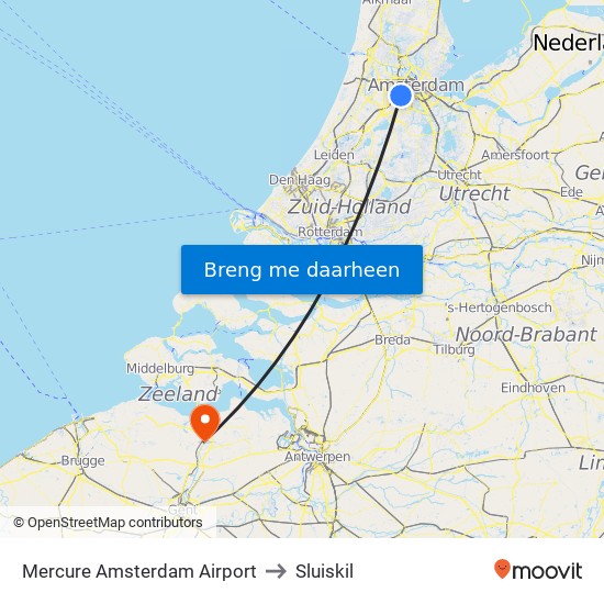 Mercure Amsterdam Airport to Sluiskil map