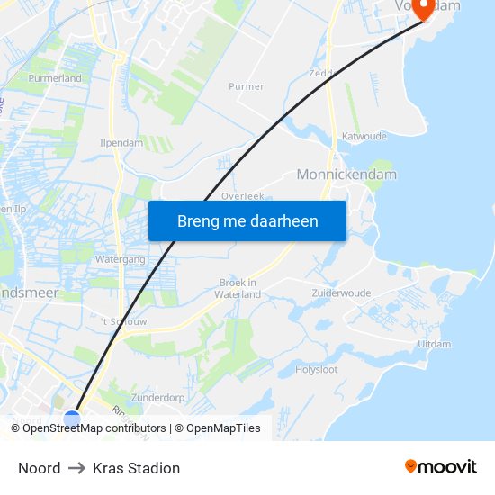 Noord to Kras Stadion map