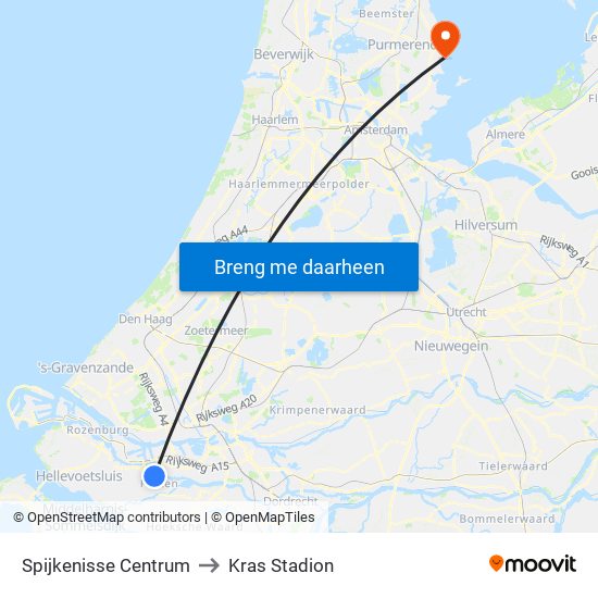 Spijkenisse Centrum to Kras Stadion map