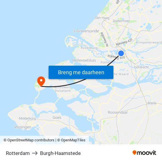 Rotterdam to Burgh-Haamstede map