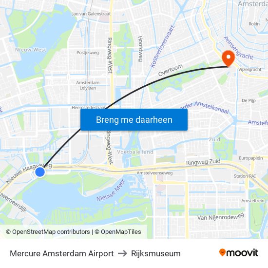 Mercure Amsterdam Airport to Rijksmuseum map