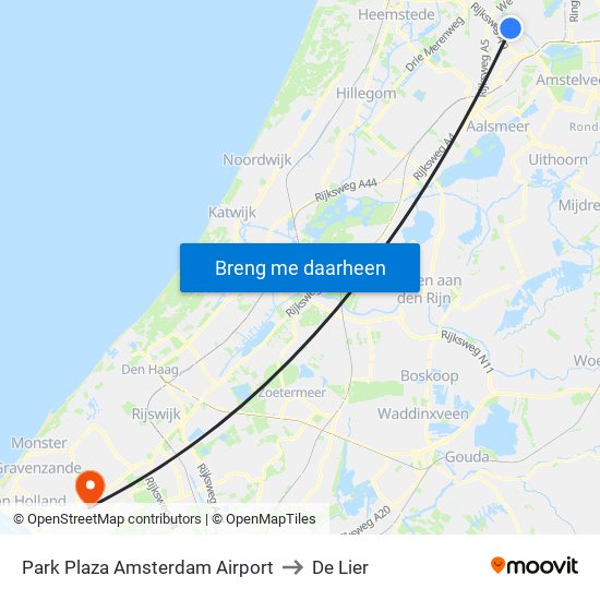Park Plaza Amsterdam Airport to De Lier map