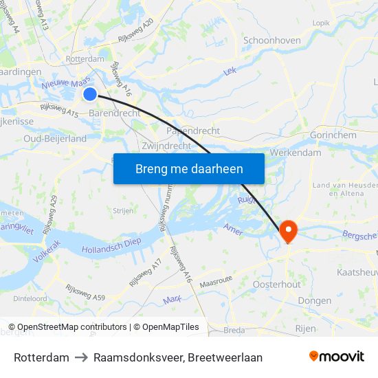 Rotterdam to Raamsdonksveer, Breetweerlaan map