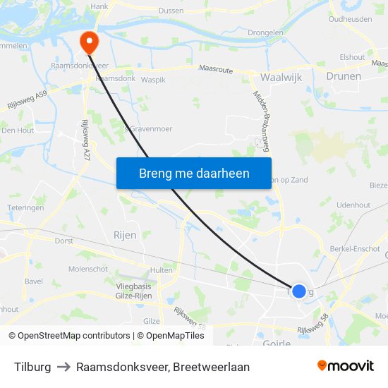 Tilburg to Raamsdonksveer, Breetweerlaan map