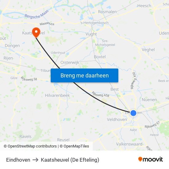Eindhoven to Kaatsheuvel (De Efteling) map