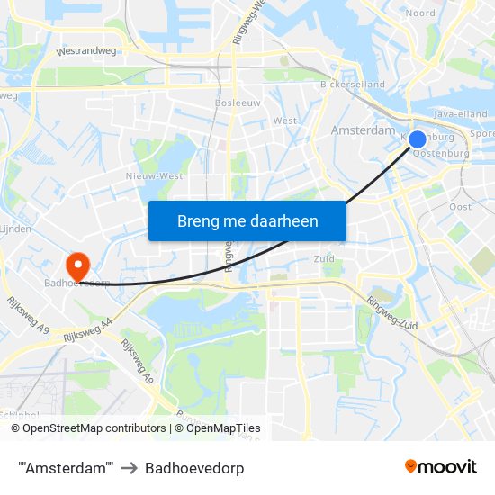 ""Amsterdam"" to Badhoevedorp map