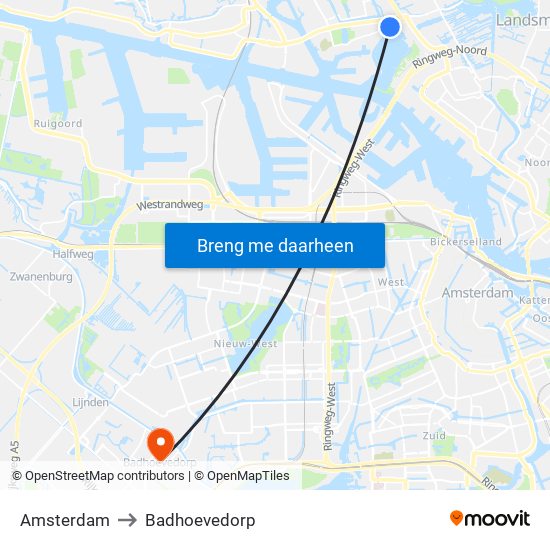 Amsterdam to Badhoevedorp map