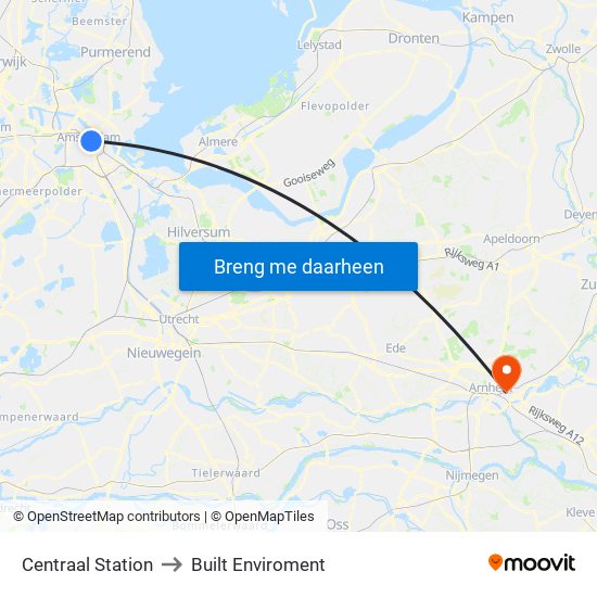 Centraal Station to Built Enviroment map