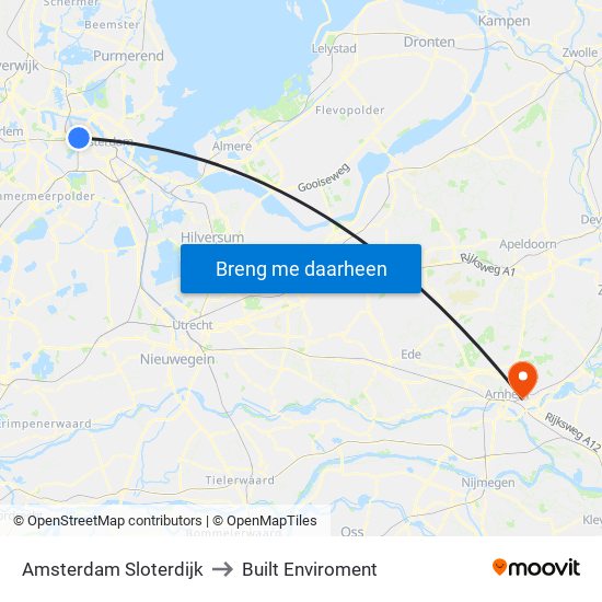 Amsterdam Sloterdijk to Built Enviroment map