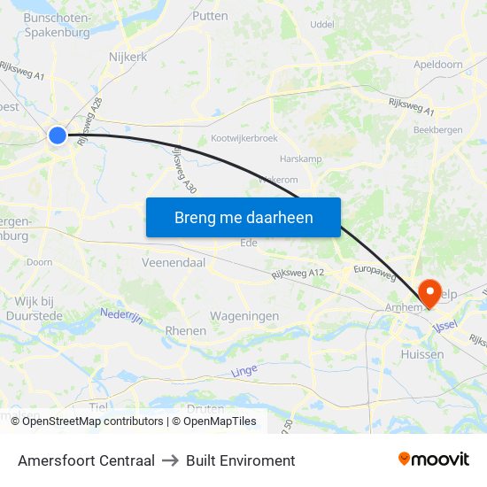 Amersfoort Centraal to Built Enviroment map