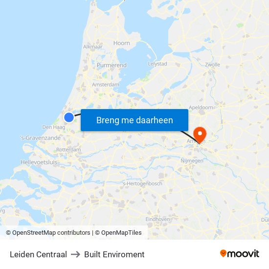 Leiden Centraal to Built Enviroment map
