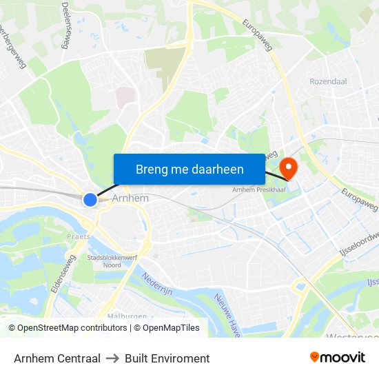 Arnhem Centraal to Built Enviroment map