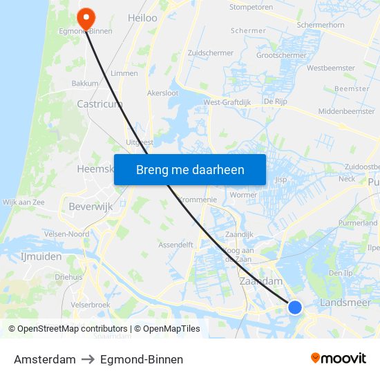 Amsterdam to Egmond-Binnen map