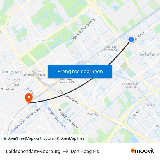 Leidschendam-Voorburg to Den Haag Hs map