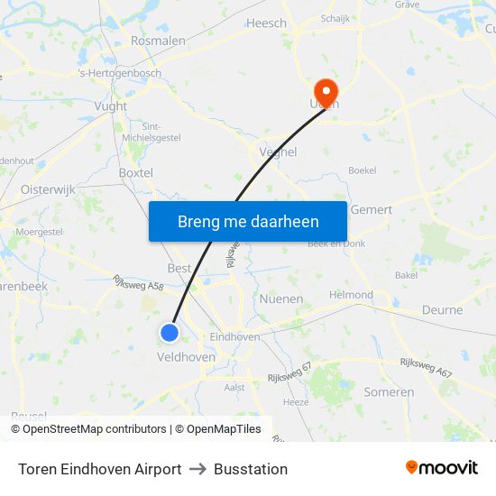 Toren Eindhoven Airport to Busstation map