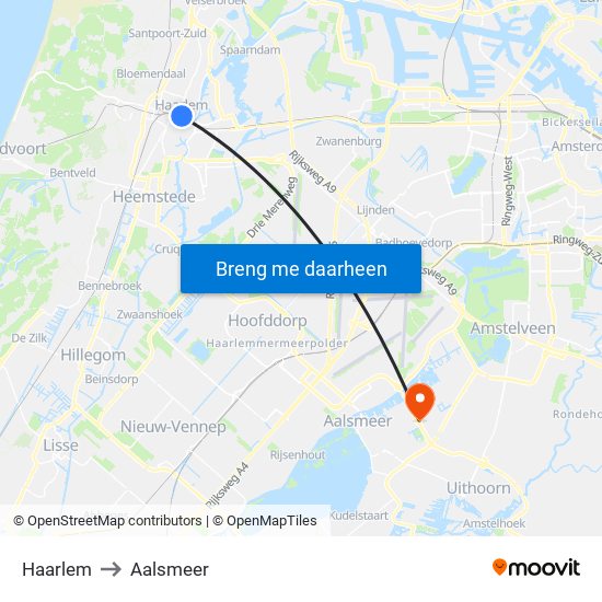 Haarlem to Aalsmeer map