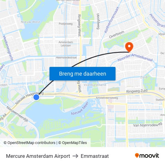 Mercure Amsterdam Airport to Emmastraat map