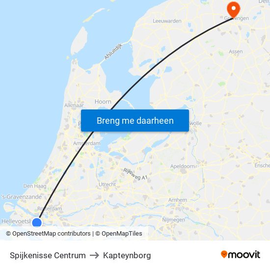 Spijkenisse Centrum to Kapteynborg map