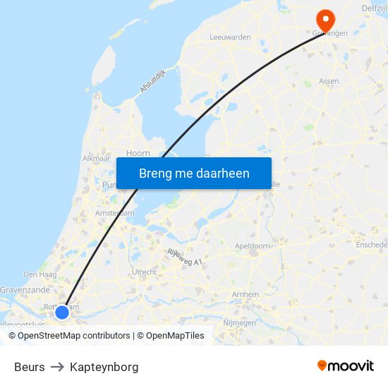 Beurs to Kapteynborg map