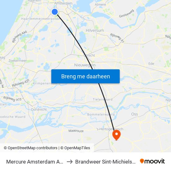 Mercure Amsterdam Airport to Brandweer Sint-Michielsgestel map