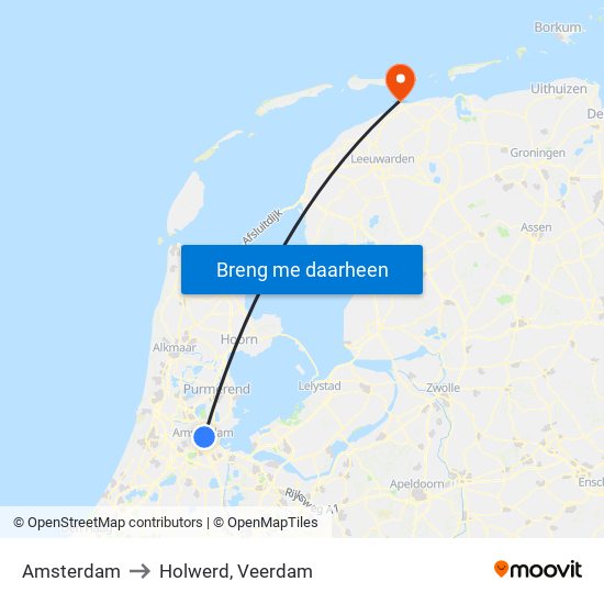 Amsterdam to Holwerd, Veerdam map