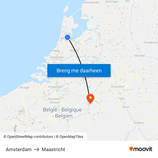 Amsterdam to Maastricht map