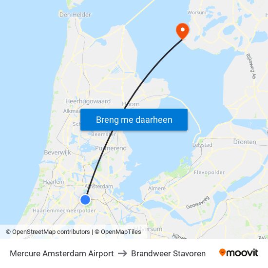 Mercure Amsterdam Airport to Brandweer Stavoren map