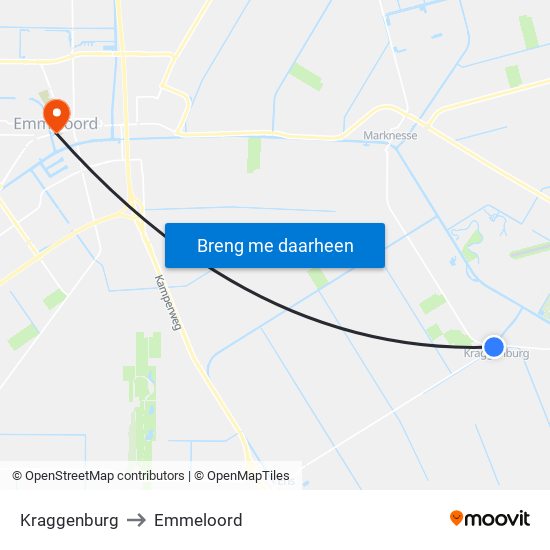 Kraggenburg to Emmeloord map