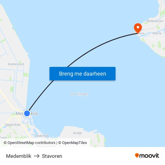 Medemblik to Stavoren map