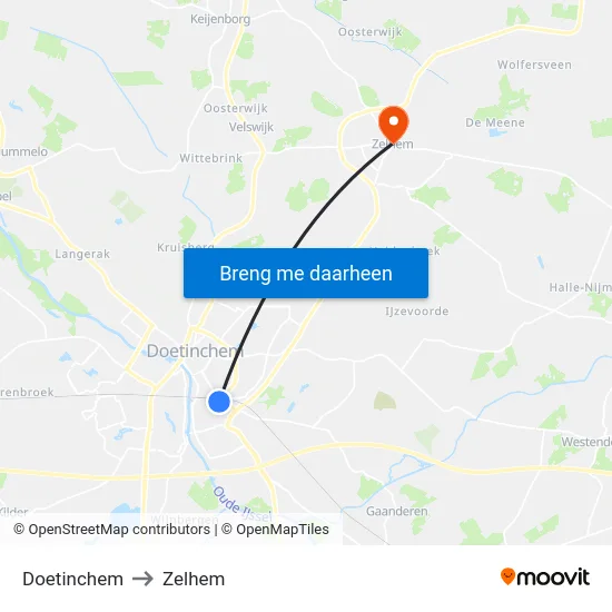 Doetinchem to Zelhem map