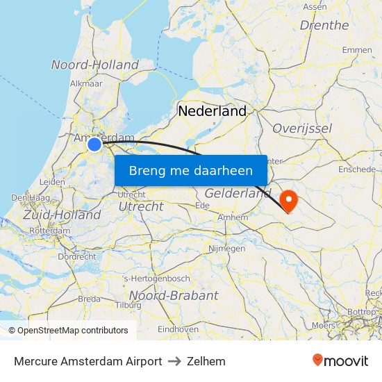 Mercure Amsterdam Airport to Zelhem map