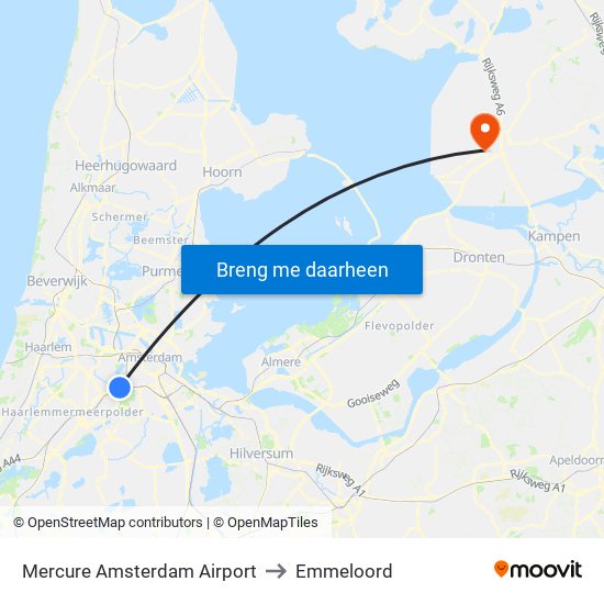 Mercure Amsterdam Airport to Emmeloord map