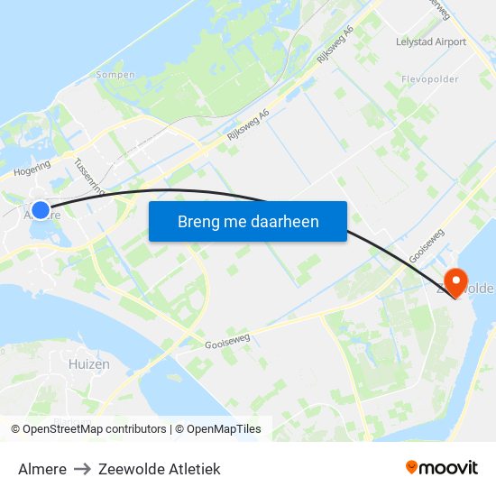 Almere to Zeewolde Atletiek map