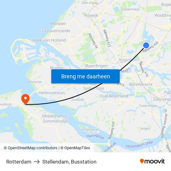 Rotterdam to Stellendam, Busstation map