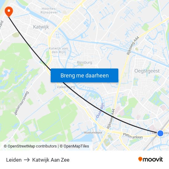 Leiden to Katwijk Aan Zee map