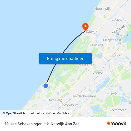 Muzee Scheveningen to Katwijk Aan Zee map