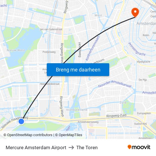 Mercure Amsterdam Airport to The Toren map