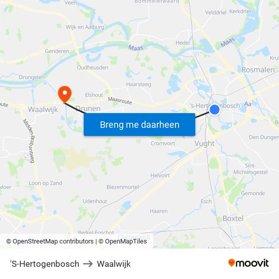 'S-Hertogenbosch to Waalwijk map