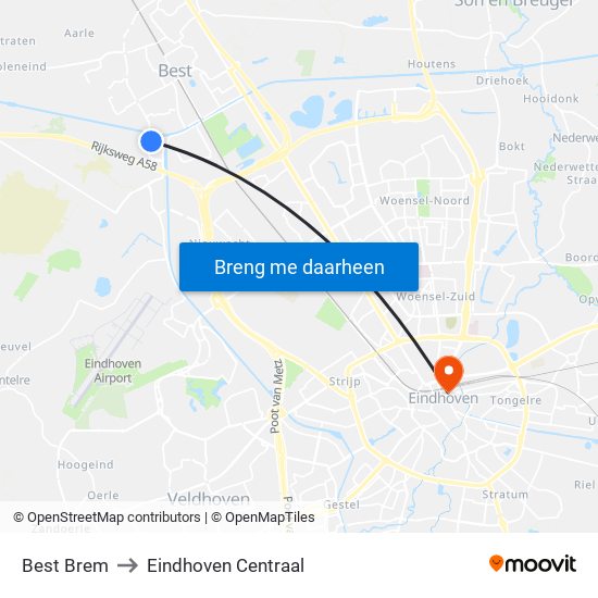 Best Brem to Eindhoven Centraal map