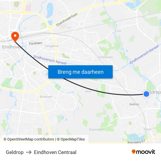 Geldrop to Eindhoven Centraal map