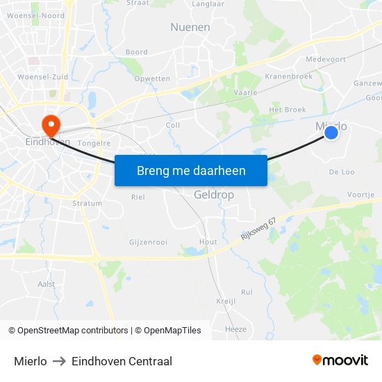 Mierlo to Eindhoven Centraal map
