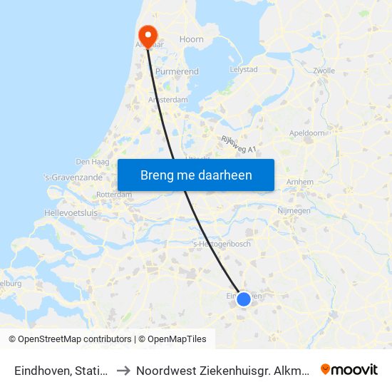 Eindhoven, Station to Noordwest Ziekenhuisgr. Alkmaar map