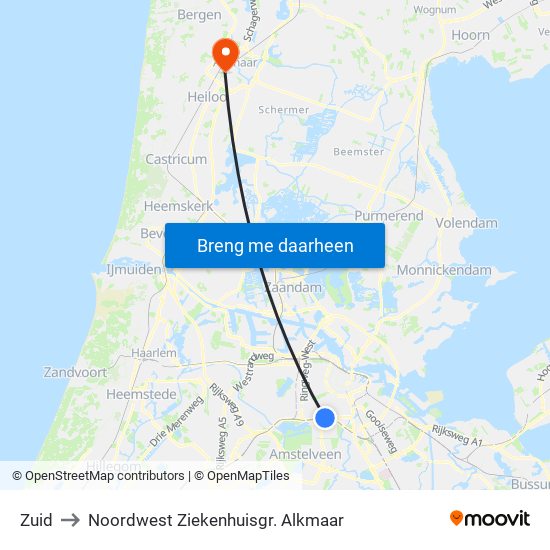 Zuid to Noordwest Ziekenhuisgr. Alkmaar map