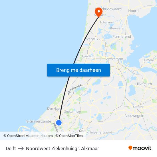 Delft to Noordwest Ziekenhuisgr. Alkmaar map
