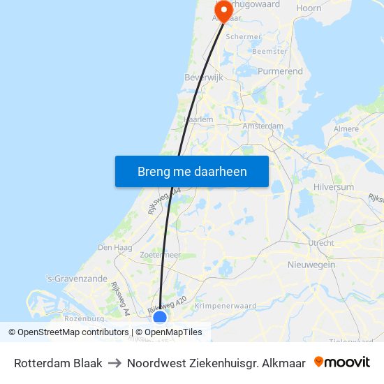 Rotterdam Blaak to Noordwest Ziekenhuisgr. Alkmaar map