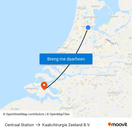 Centraal Station to Kaakchirurgie Zeeland B.V. map