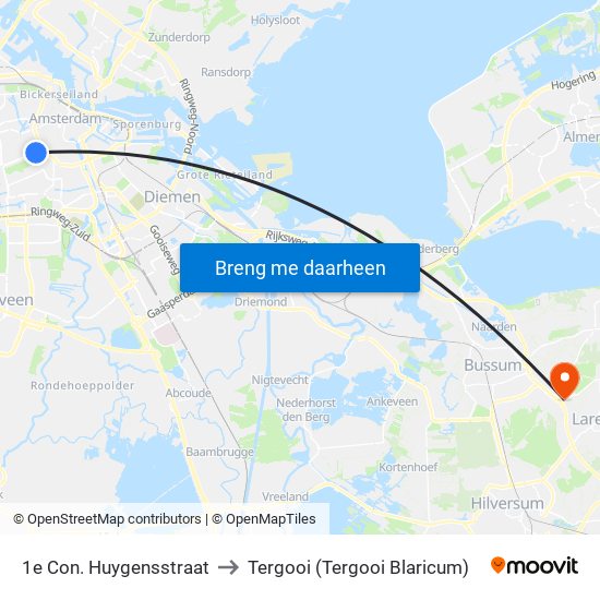 1e Con. Huygensstraat to Tergooi (Tergooi Blaricum) map
