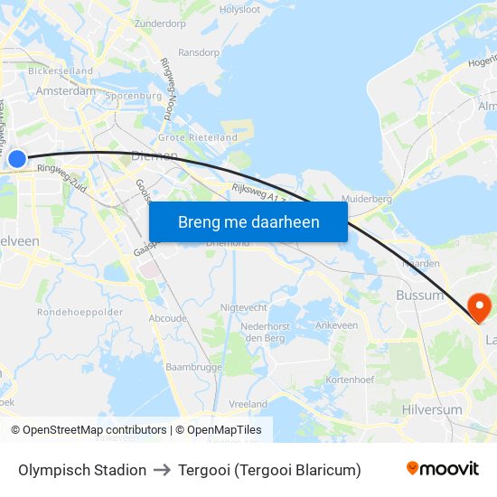 Olympisch Stadion to Tergooi (Tergooi Blaricum) map