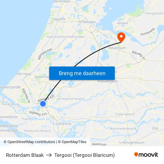 Rotterdam Blaak to Tergooi (Tergooi Blaricum) map